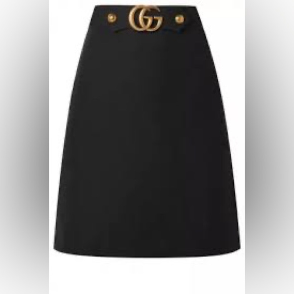 Gucci black marmont skirt belt crepe size 40